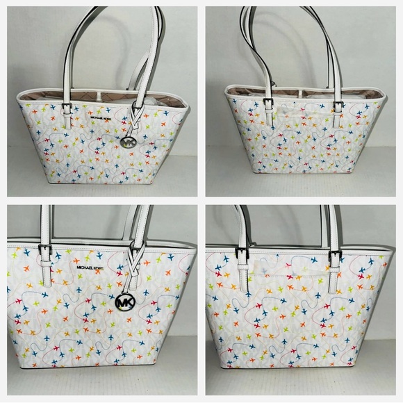 Michael Kors Handbags - Michael Kors Jet Set Airplanes Carryall White Tote Bag TikTok Viral